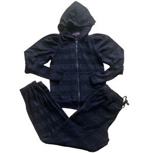 Hale Bob Metallic Striped Purple Black Loungewear Track Suit XS